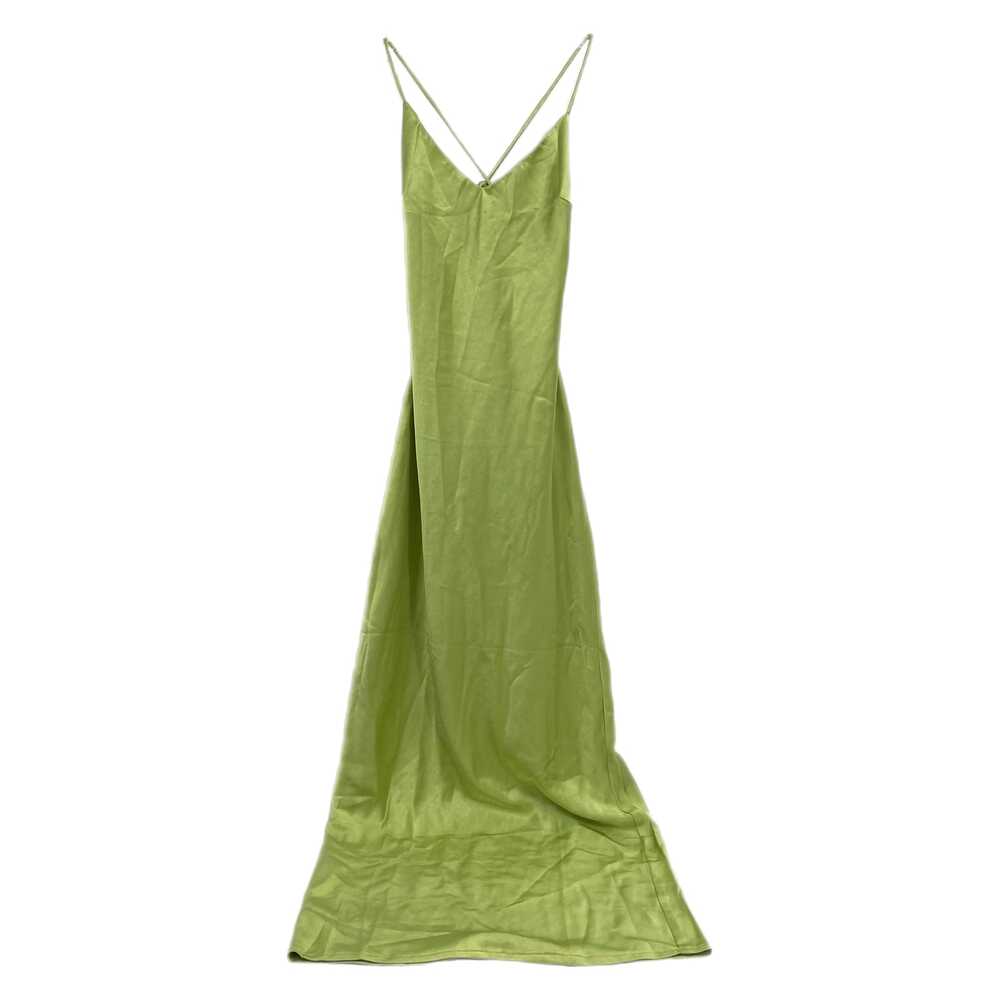 Charcoal Green Satin Maxi Dress | Lace-Up Cowl Back Style